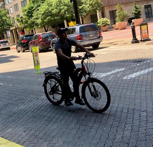 Unsafe Bike Behavior Ignored on Roosevelt Island, Part 3 The pleasure of gliding through crosswalks, oblivious to everything but the ride.